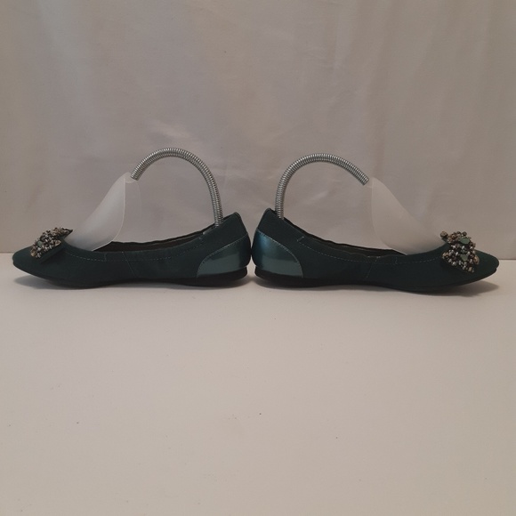 Bacio 61 Emerald Green Embellished Flats - Picture 2 of 8